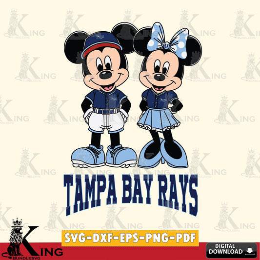 Tampa Bay Rays Mickey Minnie Mouse Baseball SVG File, MLB for Cricut, Silhouette, Digital Download , file cut