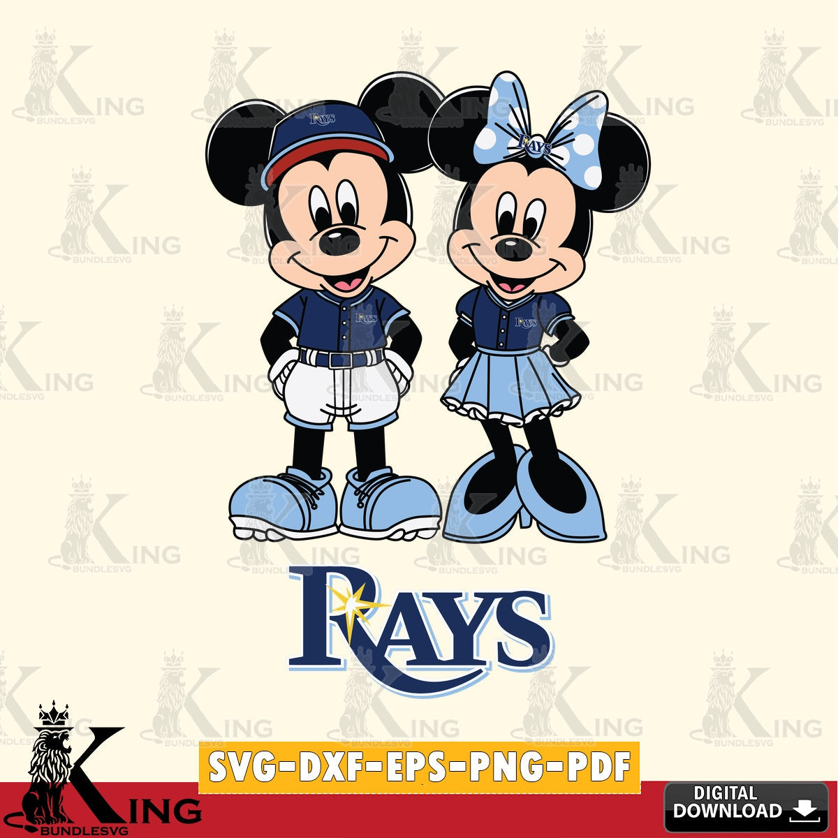 Tampa Bay Rays Mickey Minnie Mouse Baseball SVG file , For Cricut,  File cut , Digital Download , PDF File, Cut Files