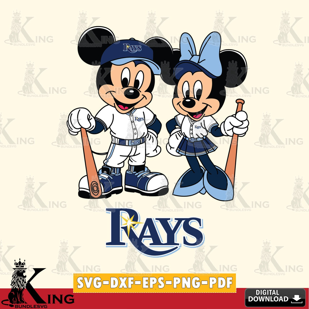 Tampa Bay Rays Mickey Minnie Mouse player SVG file , For Cricut,  File cut , Digital Download , PDF File, Cut Files
