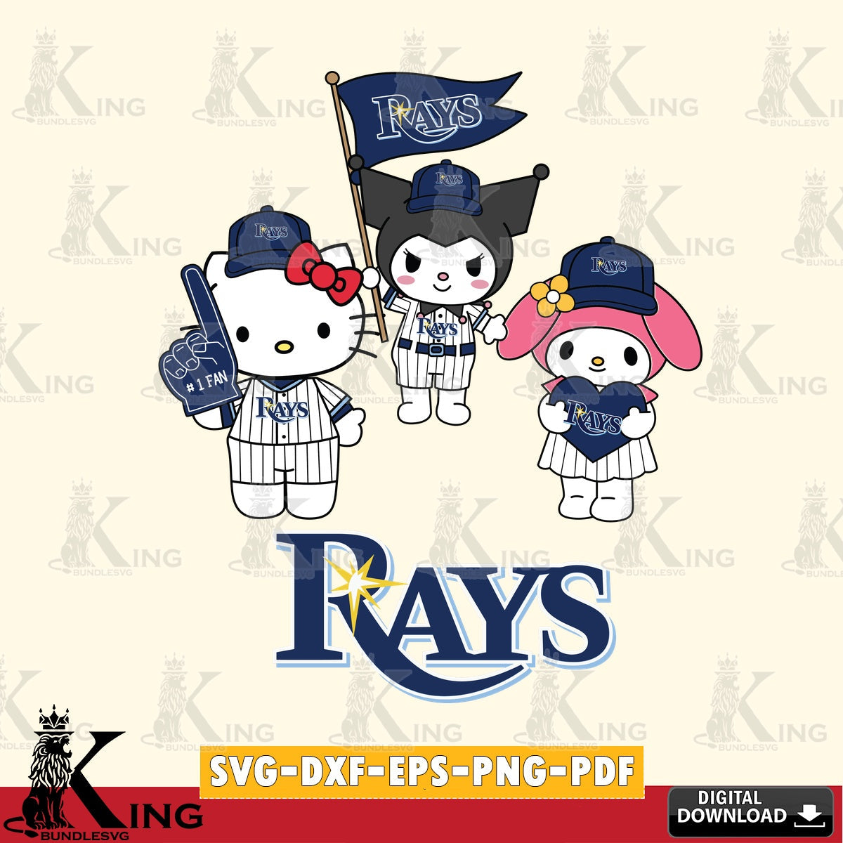 Creative design featuring Tampa Bay Rays Sanrio Squad cute, a digital download for Cricut Maker and paper crafts