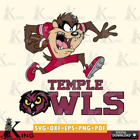 Temple Owls Angry Taz Football SVG file, Cut file  , Digital Download , Instant Download, Taz svg, NCAA svg