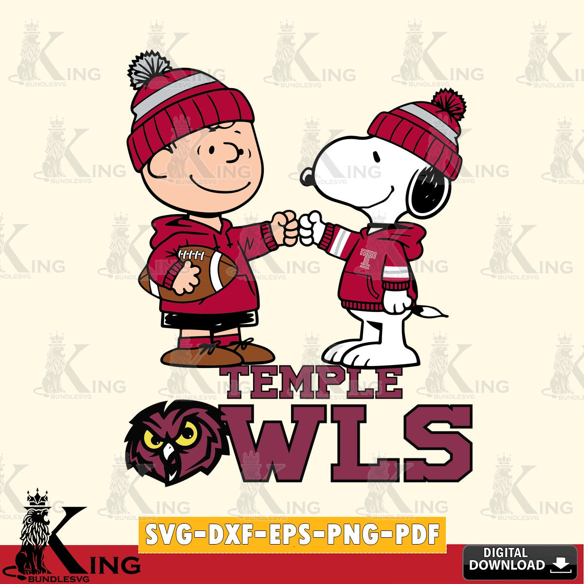 Temple Owls CharlieBrown Football Fist Bump SVG, Cricut, Cut file  , Digital Download , Instant Download, Peanuts svg, NCAA svg, Football svg, Sport svg