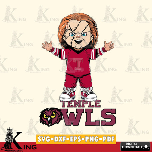 Digital clipart of Temple Owls Chucky Football, a high-quality vector for DIY scrapbooking and home decor