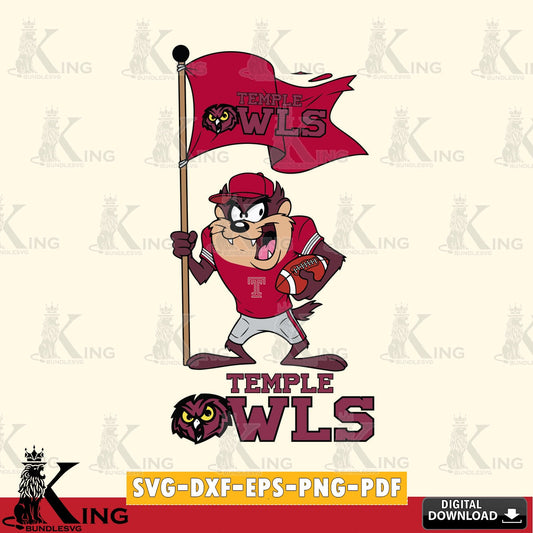Temple Owls Football Taz Flag Art SVG file, Cut file  , Digital Download , Instant Download, Taz svg, NCAA svg