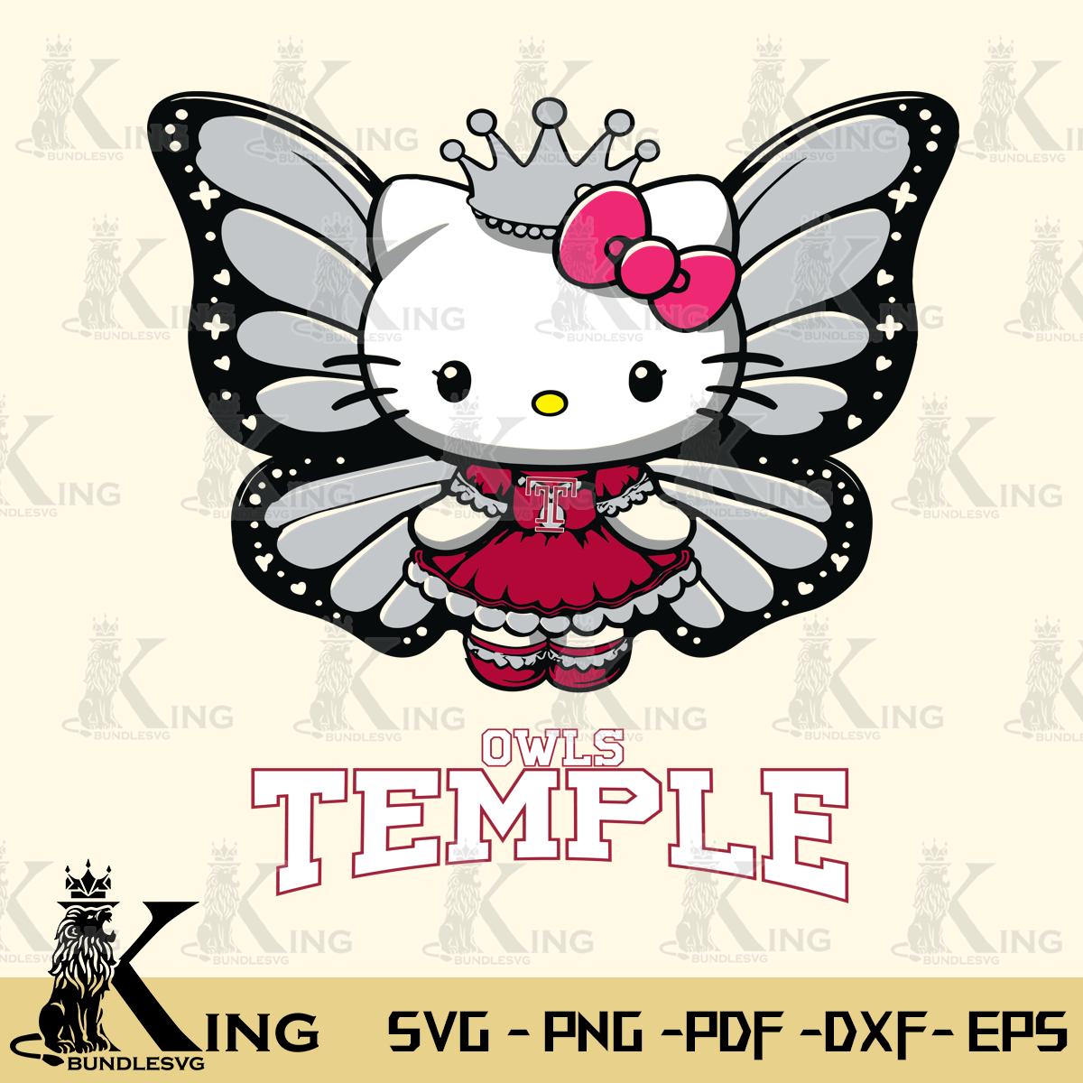 Temple Owls Kitty Wings & Flowers Svg Eps Dxf Png File, Digital Download