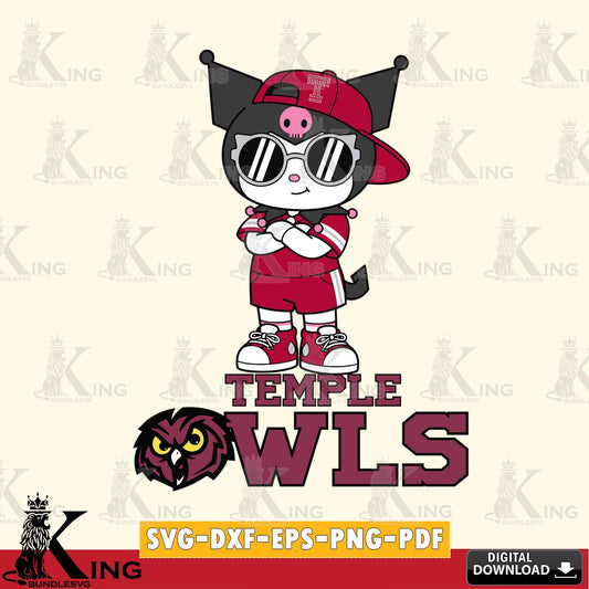 Temple Owls Kuromi Football Jersey SVG file, Cricut, Cut file  , Digital Download , Instant Download, Sanrio svg, Clipart