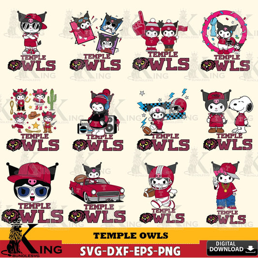 Temple Owls Kuromi Football Jersey NCAA Bundle SVG file, Cricut, Cut file  , Digital Download , Instant Download, Sanrio svg, Clipart
