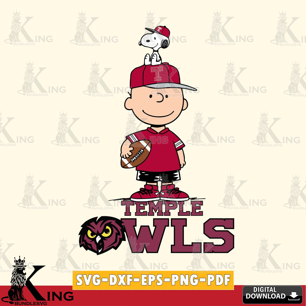 Temple Owls Peanuts Football Rugby SVG, Cricut, Cut file  , Digital Download , Instant Download, Peanuts svg, NCAA svg, Football svg, Sport svg