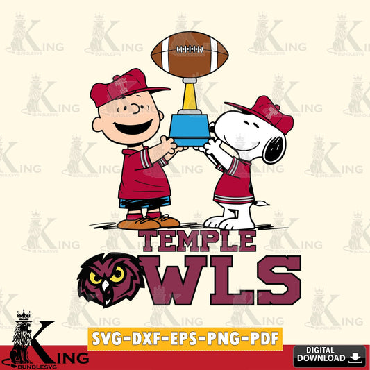 Temple Owls Peanuts Football Trophy SVG, Cricut, Cut file  , Digital Download , Instant Download, Peanuts svg, NCAA svg, Football svg, Sport svg
