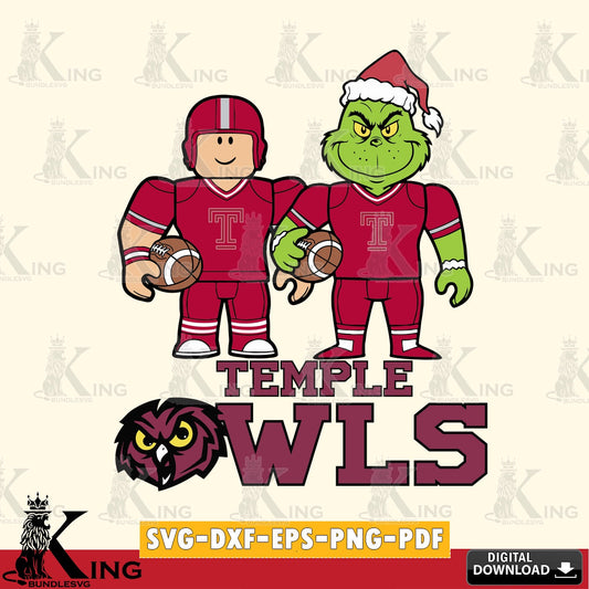 Temple Owls Roblox & Grinch Football SVG file , NCAA Cricut,  File cut , Digital Download , PDF File