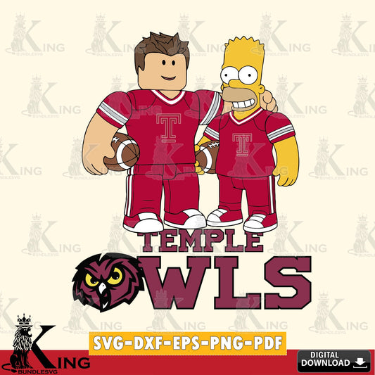 Temple Owls Roblox & Homer Simpson Football SVG file , NCAA Cricut,  File cut , Digital Download , PDF File