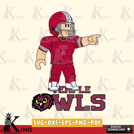 Temple Owls Roblox Player Football SVG file , NCAA Cricut,  File cut , Digital Download , PDF File