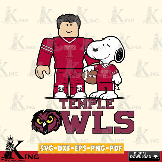 Temple Owls Roblox & Snoopy Football SVG file , NCAA Cricut,  File cut , Digital Download , PDF File