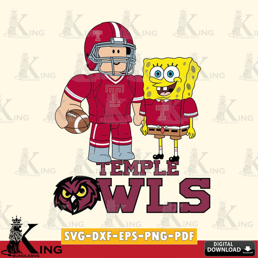 Temple Owls Roblox & Spongebob Football SVG file , NCAA Cricut,  File cut , Digital Download , PDF File