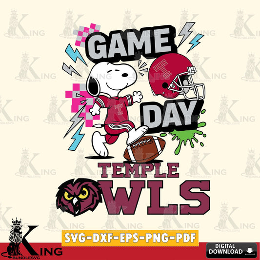 Temple Owls Snoopy Game day SVG, Cricut, Cut file  , Digital Download , Instant Download, Peanuts svg, NCAA svg, Football svg, Sport svg