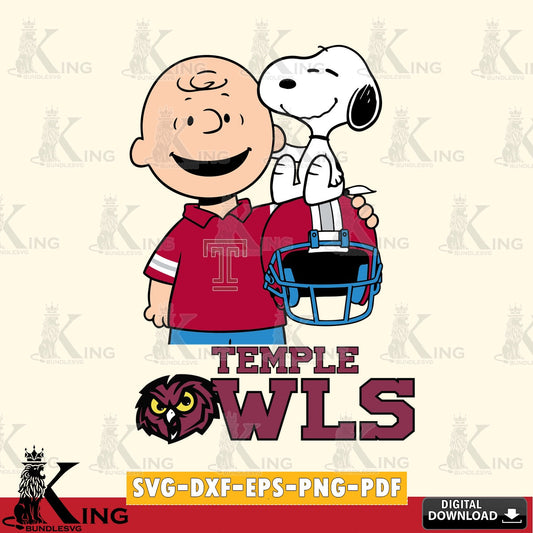 Temple Owls Snoopy On Helmet SVG, Cricut, Cut file  , Digital Download , Instant Download, Peanuts svg, NCAA svg, Football svg, Sport svg