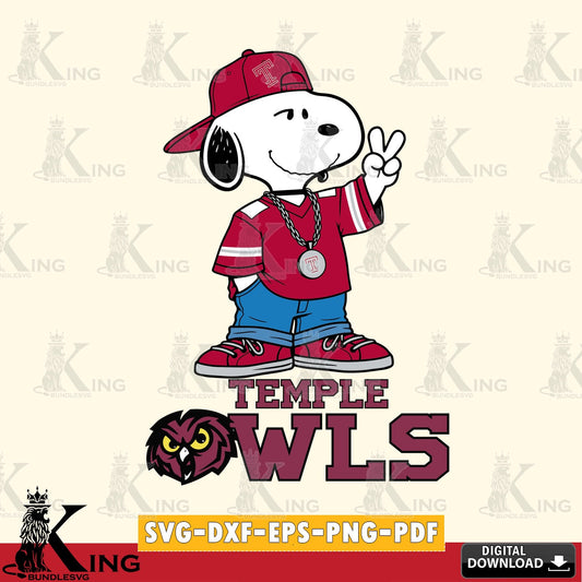 Temple Owls Snoopy Say hi SVG, Cricut, Cut file  , Digital Download , Instant Download, Peanuts svg, NCAA svg, Football svg, Sport svg