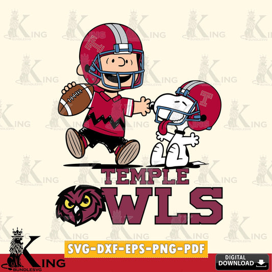 Temple Owls Snoopy and Peanut Fun SVG, Cricut, Cut file  , Digital Download , Instant Download, Peanuts svg, NCAA svg, Football svg, Sport svg