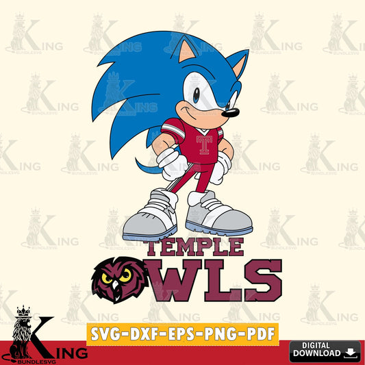 Temple Owls Sonic Football Star Mascot SVG file, Vector , Digital Download , PDF File , Instant Download