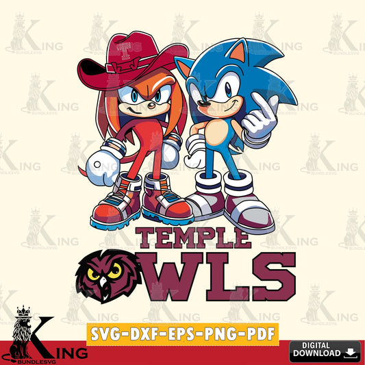 Temple Owls Sonic & Knuckles Football Mascot SVG file, Vector , Digital Download , PDF File , Instant Download