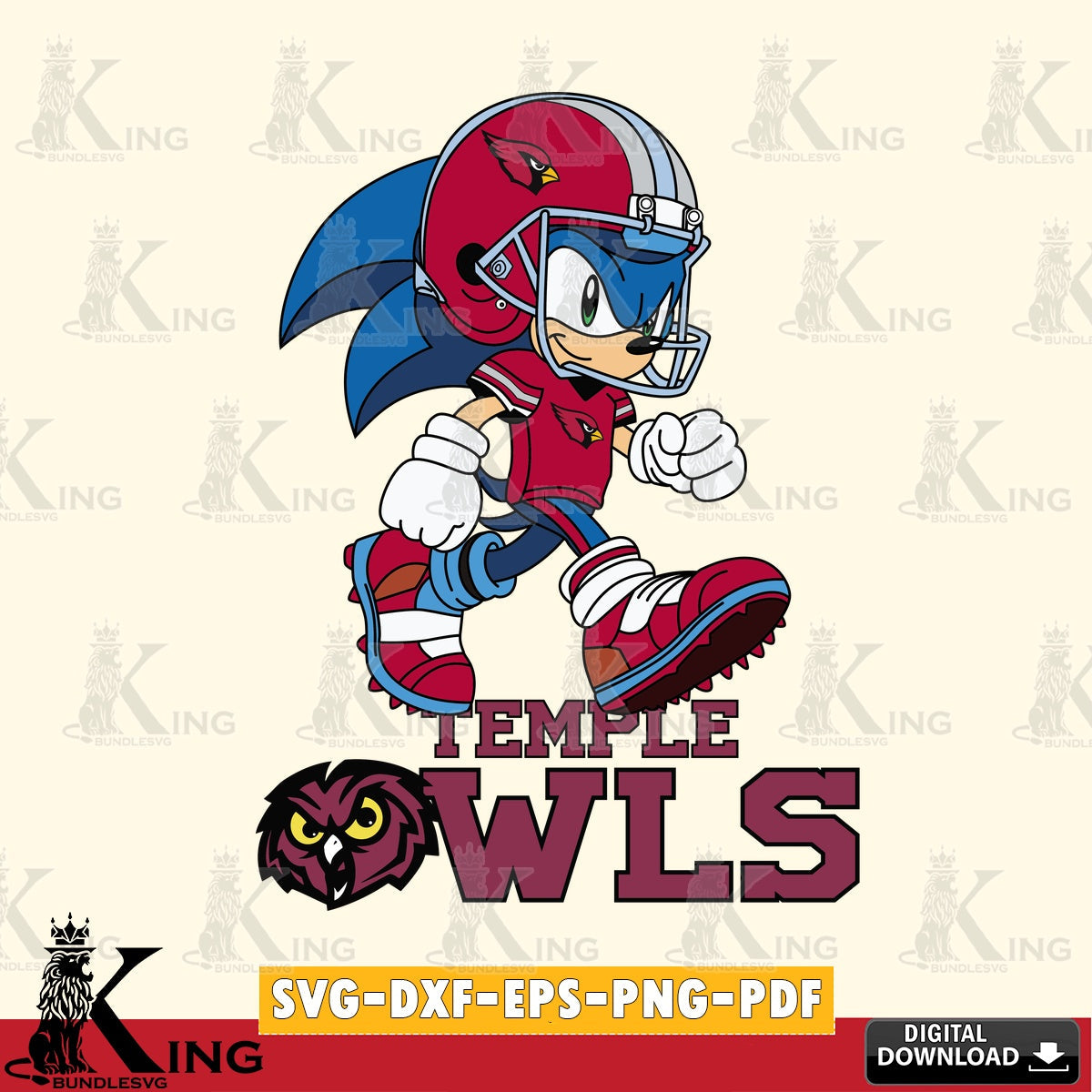 Temple Owls Sonic Ready Football SVG file, Vector , Digital Download , PDF File , Instant Download
