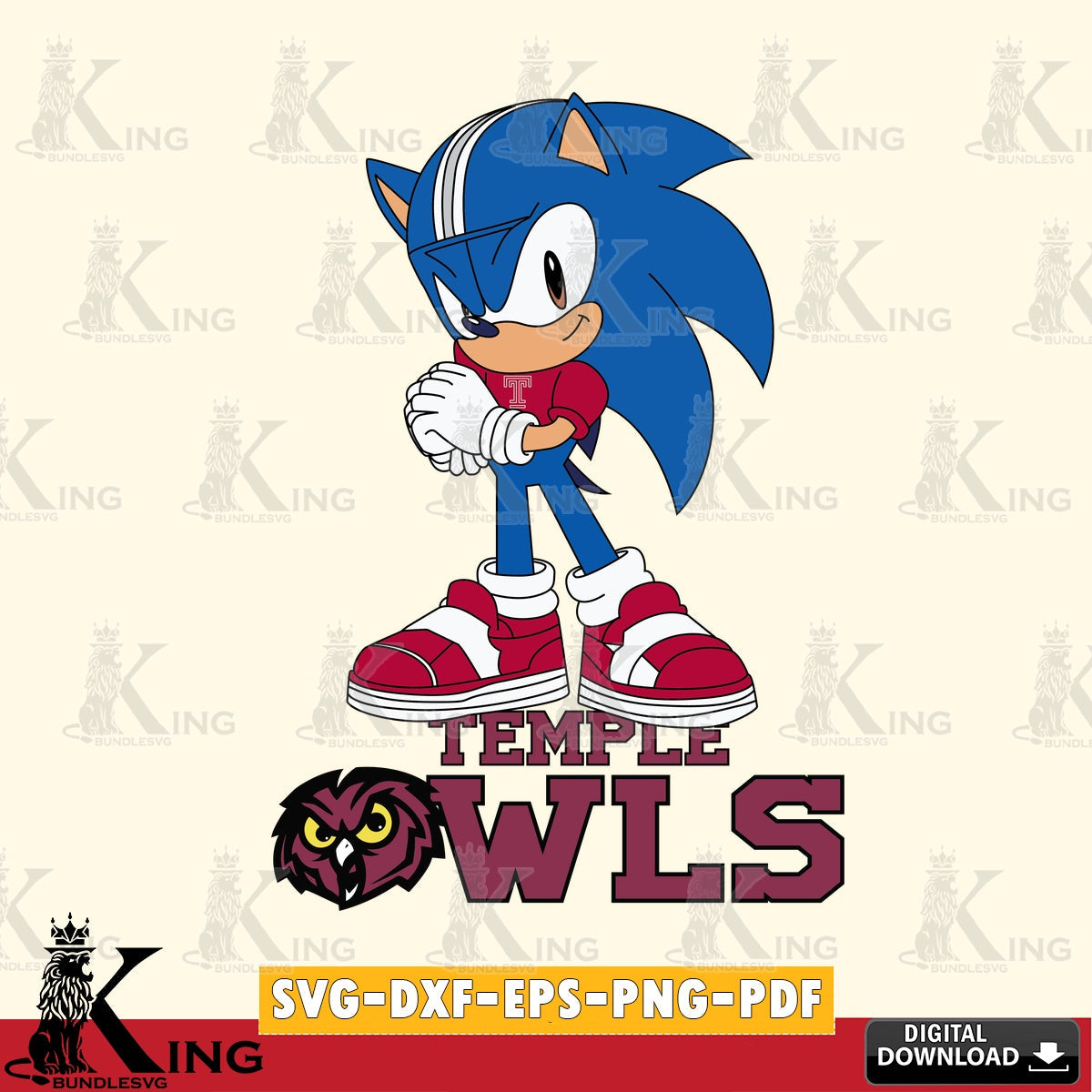 Temple Owls Sonic cute Football SVG file, Vector , Digital Download , PDF File , Instant Download
