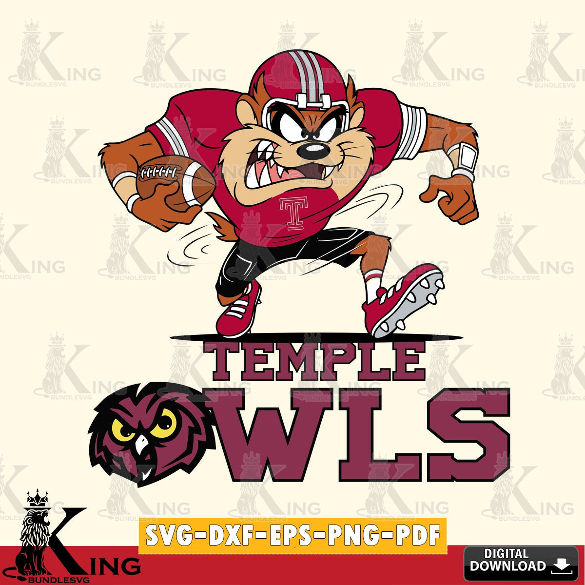 Temple Owls Taz Football Helmet SVG file, Cut file  , Digital Download , Instant Download, Taz svg, NCAA svg