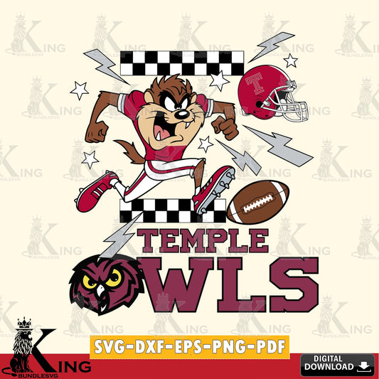 Temple Owls Taz Football Lightning SVG file, Cut file  , Digital Download , Instant Download, Taz svg, NCAA svg