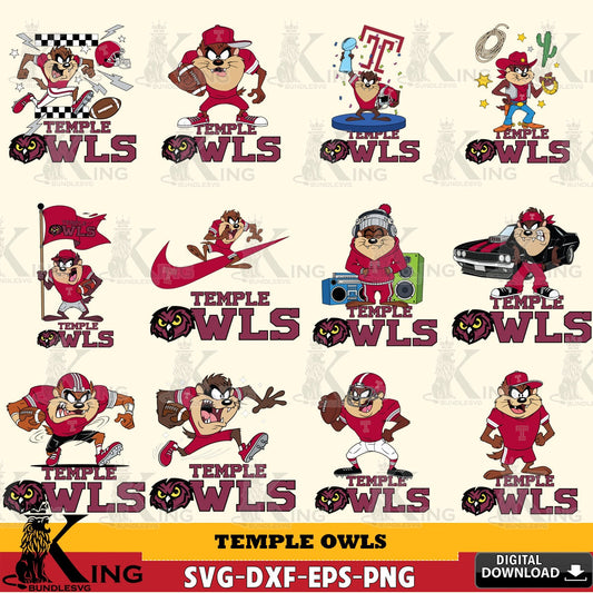 Temple Owls Taz Football NCAA Bundle SVG file, Cut file  , Digital Download , Instant Download, Taz svg, NCAA svg