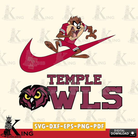 Temple Owls Taz Football Nike SVG file, Cut file  , Digital Download , Instant Download, Taz svg, NCAA svg