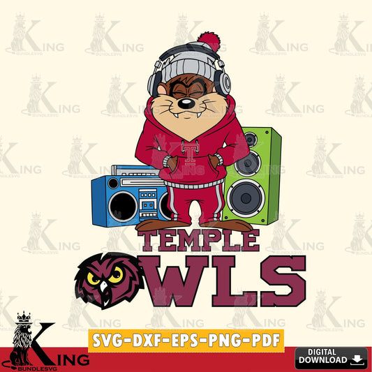 Temple Owls Taz Hip Hop SVG file, Cut file  , Digital Download , Instant Download, Taz svg, NCAA svg