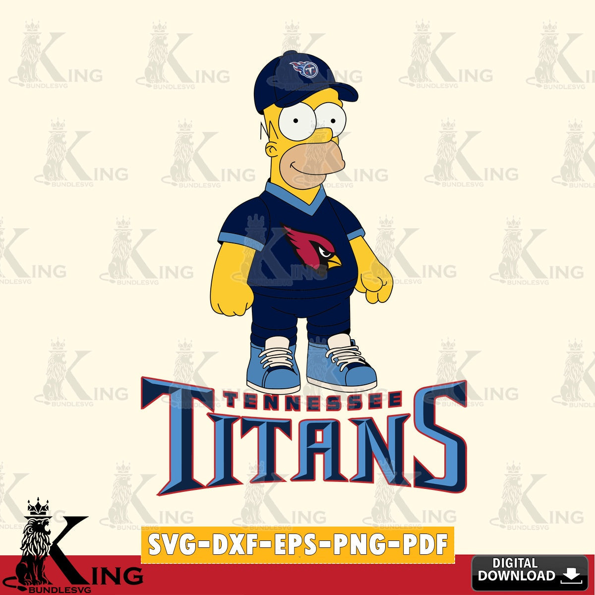 High-quality graphic of Tennessee Titans Homer Simpson Football, versatile clip art for stickers, decals, and mugs.