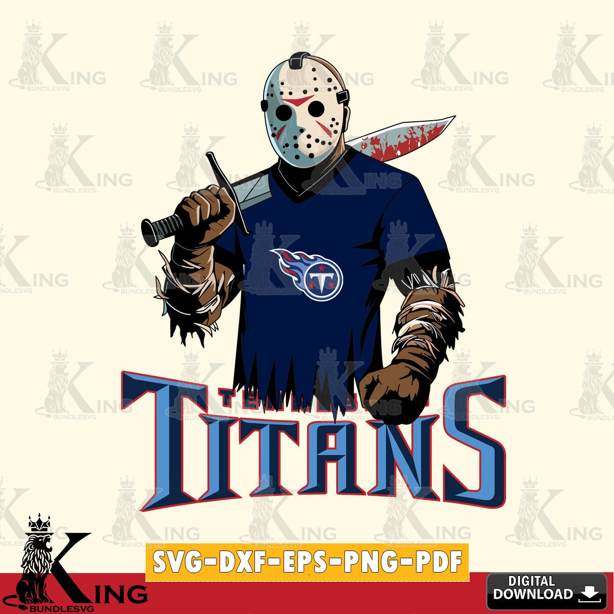 High-quality graphic of Tennessee Titans Jason Voorhees Football, SVG cut file for personalized gifts and laser projects