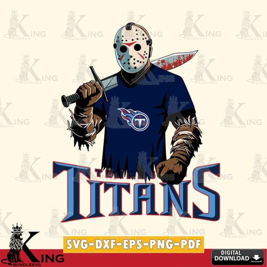 High-quality graphic of Tennessee Titans Jason Voorhees Football, SVG cut file for personalized gifts and laser projects