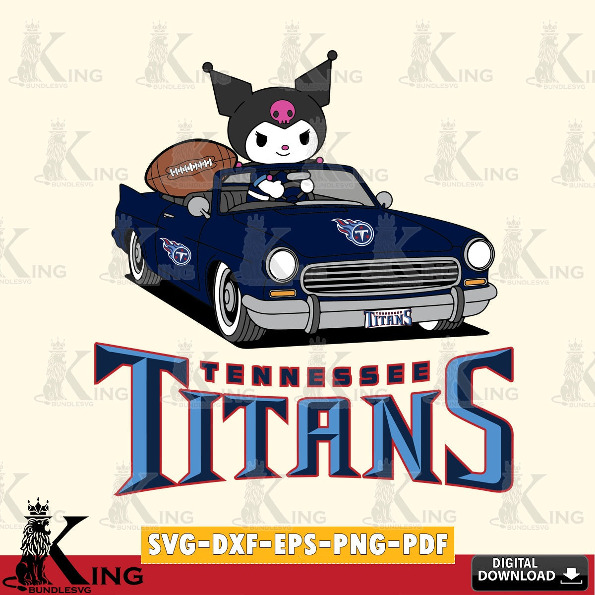 Tennessee Titans Kuromi Car Football Game SVG file, Cricut, Cut file  , Digital Download , Instant Download, Sanrio svg, Clipart