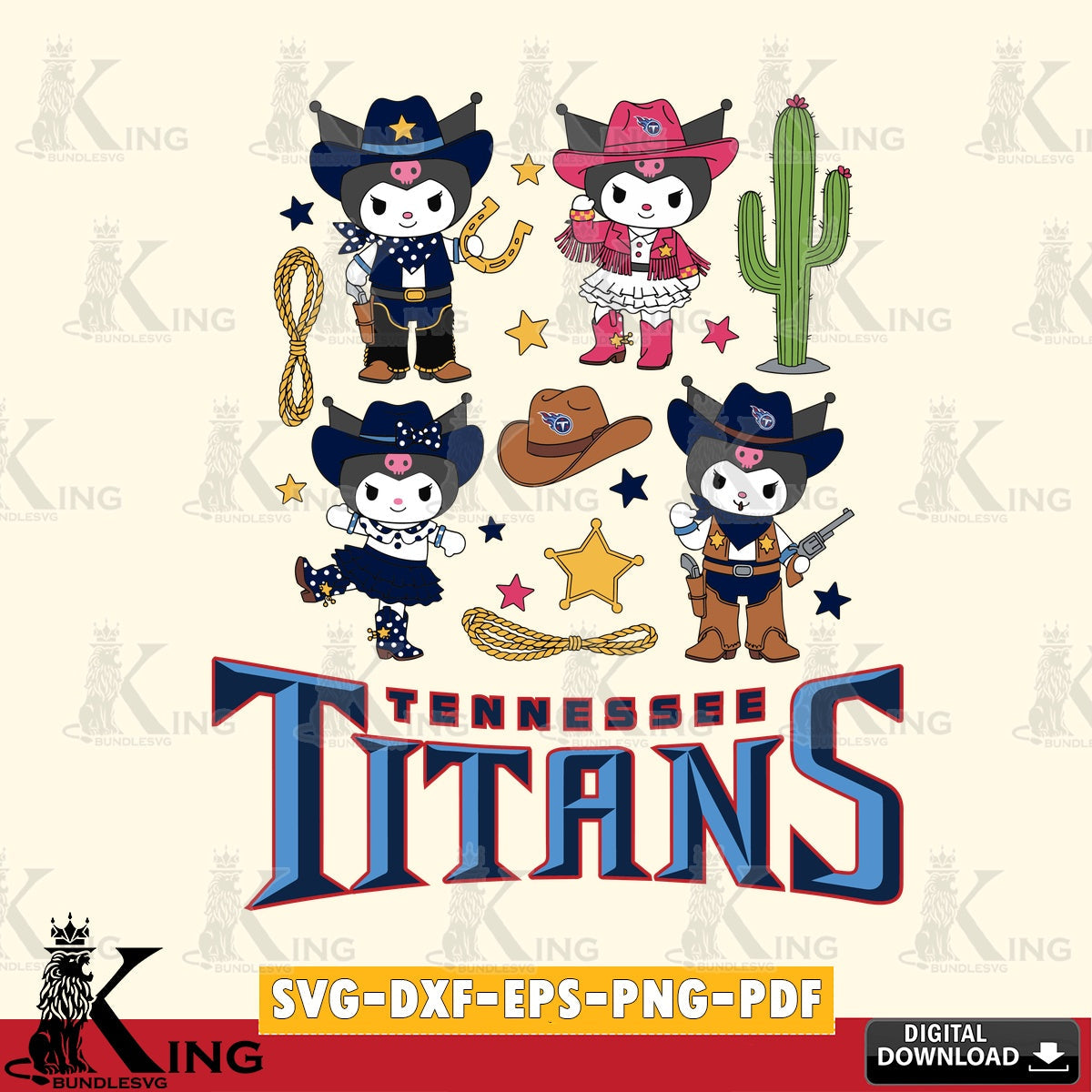 Tennessee Titans Kuromi Cowboy Western SVG file, Cricut, Cut file  , Digital Download , Instant Download, Sanrio svg, Clipart