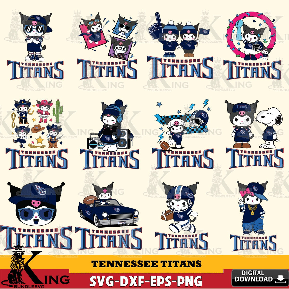 Tennessee Titans Kuromi Football Jersey NFL Bundle SVG file, Cricut, Cut file  , Digital Download , Instant Download, Sanrio svg, Clipart