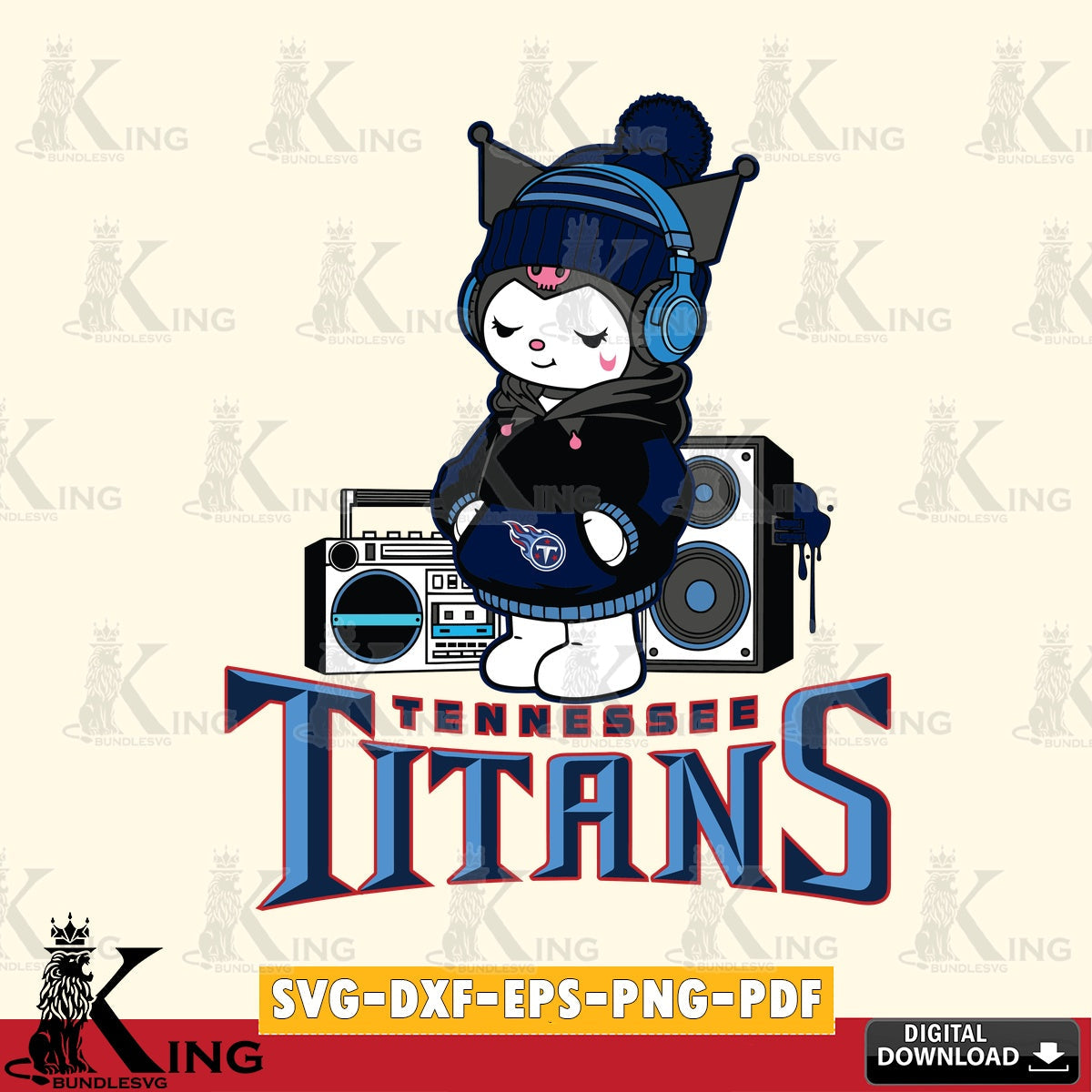 Tennessee Titans Kuromi Football Music SVG file, Cricut, Cut file  , Digital Download , Instant Download, Sanrio svg, Clipart