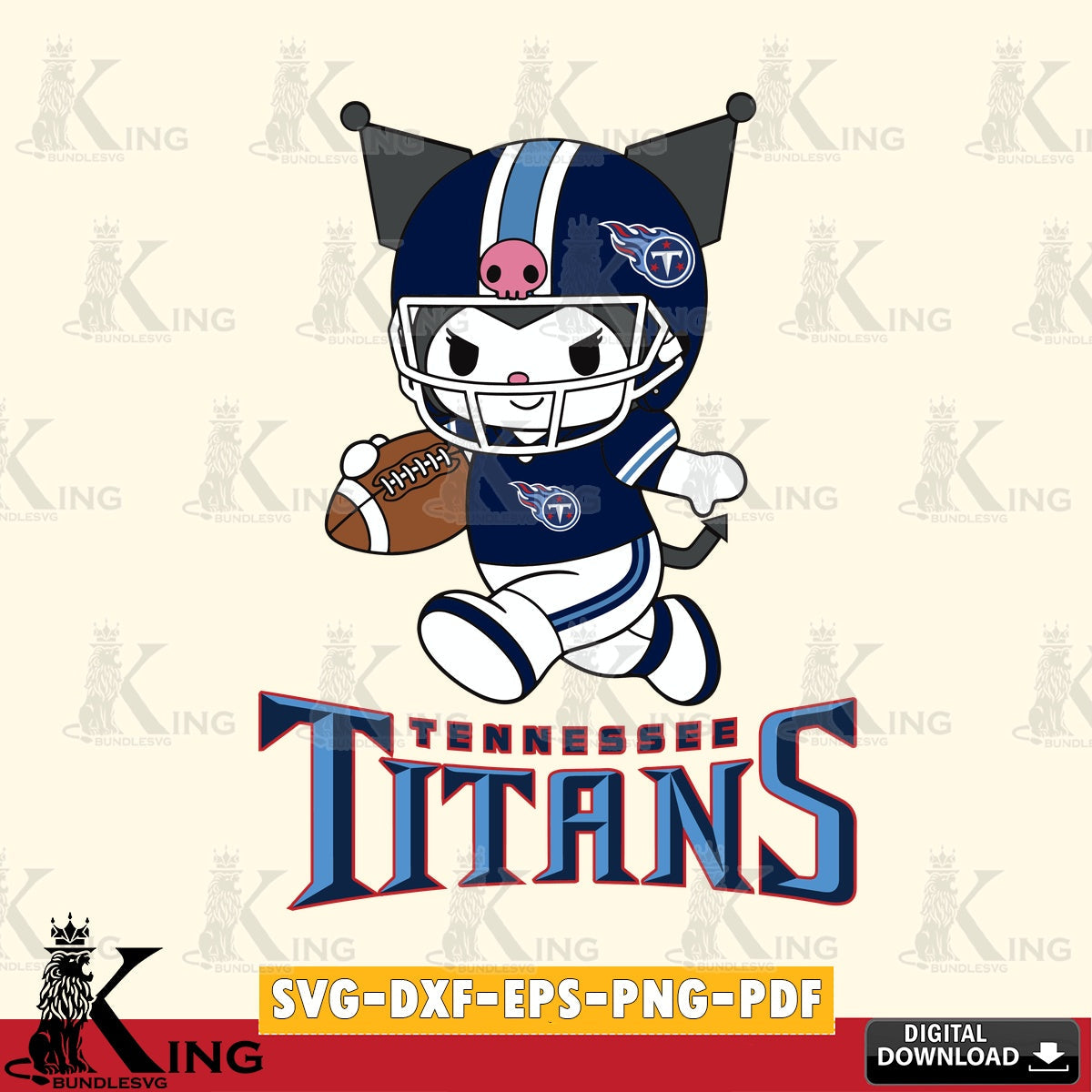 Tennessee Titans Kuromi Football Run SVG file, Cricut, Cut file  , Digital Download , Instant Download, Sanrio svg, Clipart