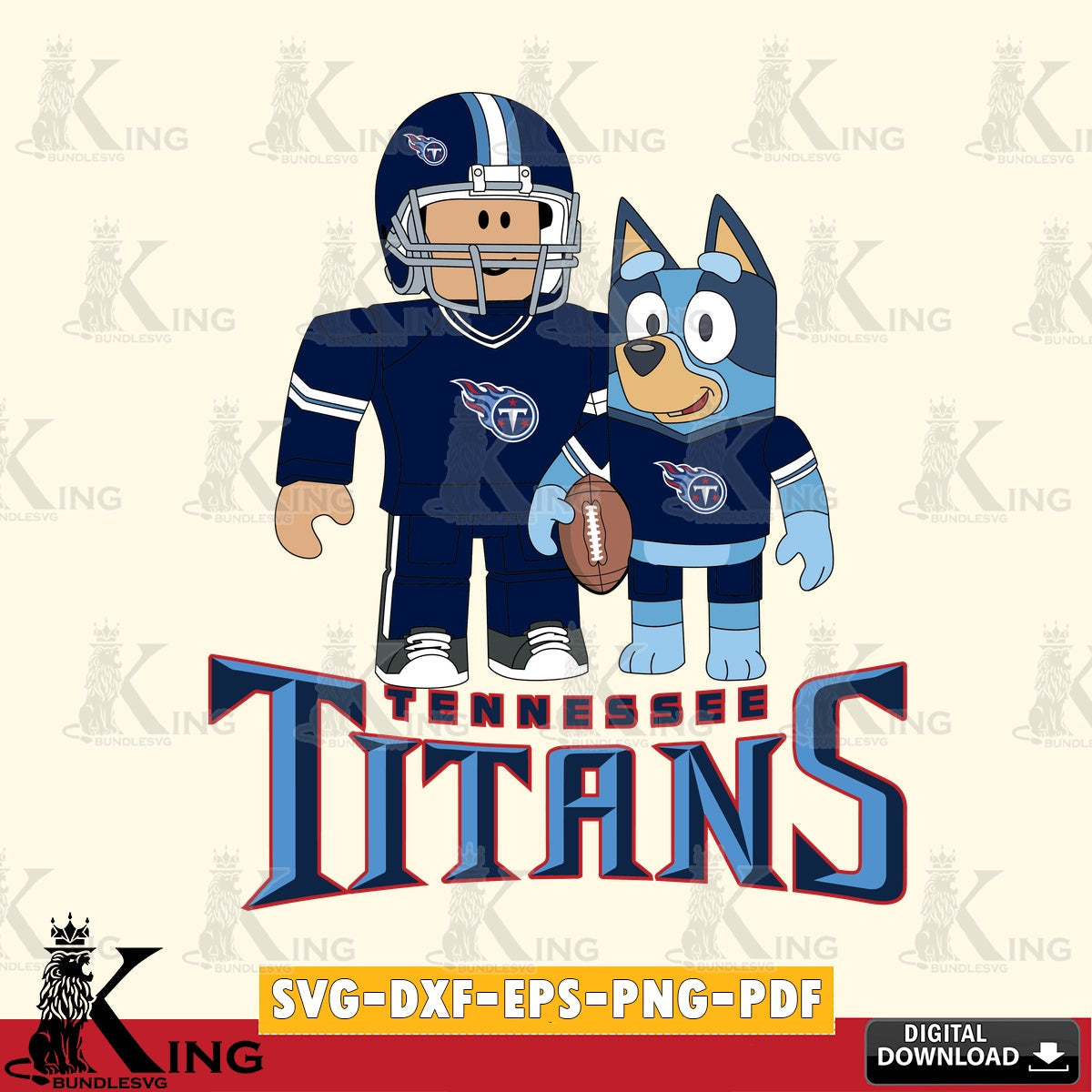 Tennessee Titans Roblox & Bluey Football SVG file , Cricut, NFL  File cut , Digital Download , PDF File
