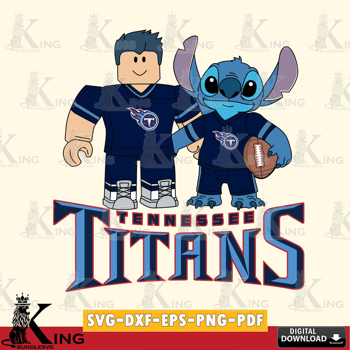 Tennessee Titans Roblox & Stitch Football SVG file , Cricut, NFL  File cut , Digital Download , PDF File