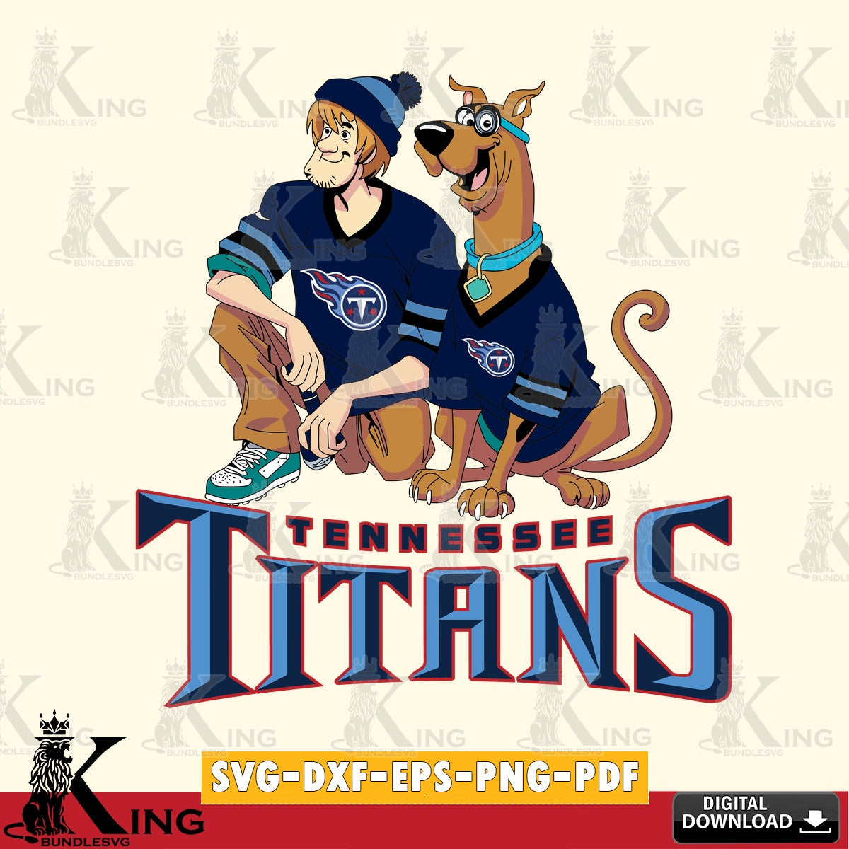 Beautiful illustration of Tennessee Titans Shaggy and Scooby Doo football, high-quality vector for DIY scrapbooking and home decor