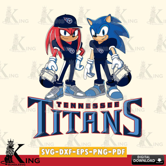 Digital download featuring Tennessee Titans Sonic And Knuckles player football SVG cut file for personalized gifts and laser
