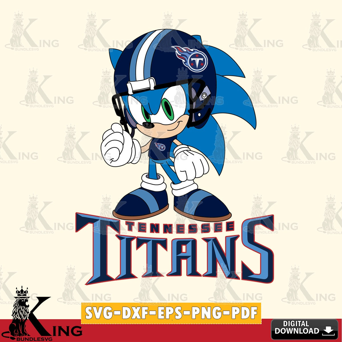 High-quality graphic of Tennessee Titans Sonic Football Mascot vector art for engraving, cutting, and printing.