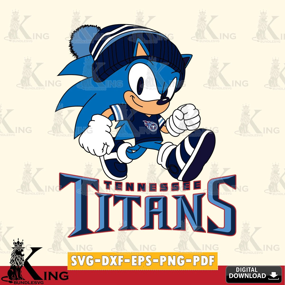 Unique artwork depicting Tennessee Titans Sonic Football PNG clipart for sublimation printing and graphic design