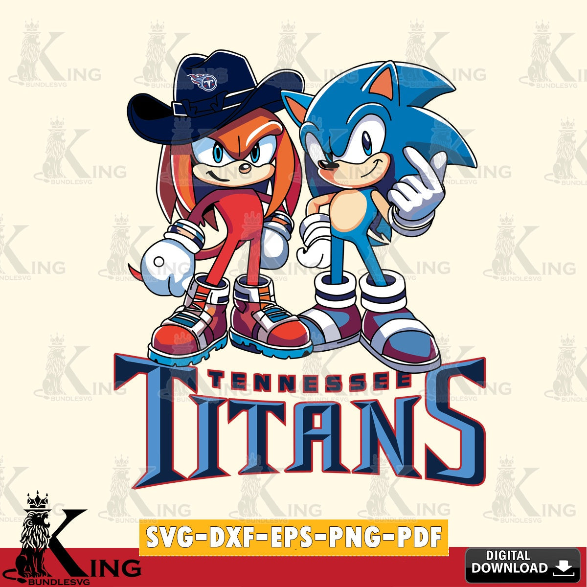 Eye-catching graphic of Tennessee Titans Sonic & Knuckles football mascot, high-quality vector for DIY scrapbooking and home decor