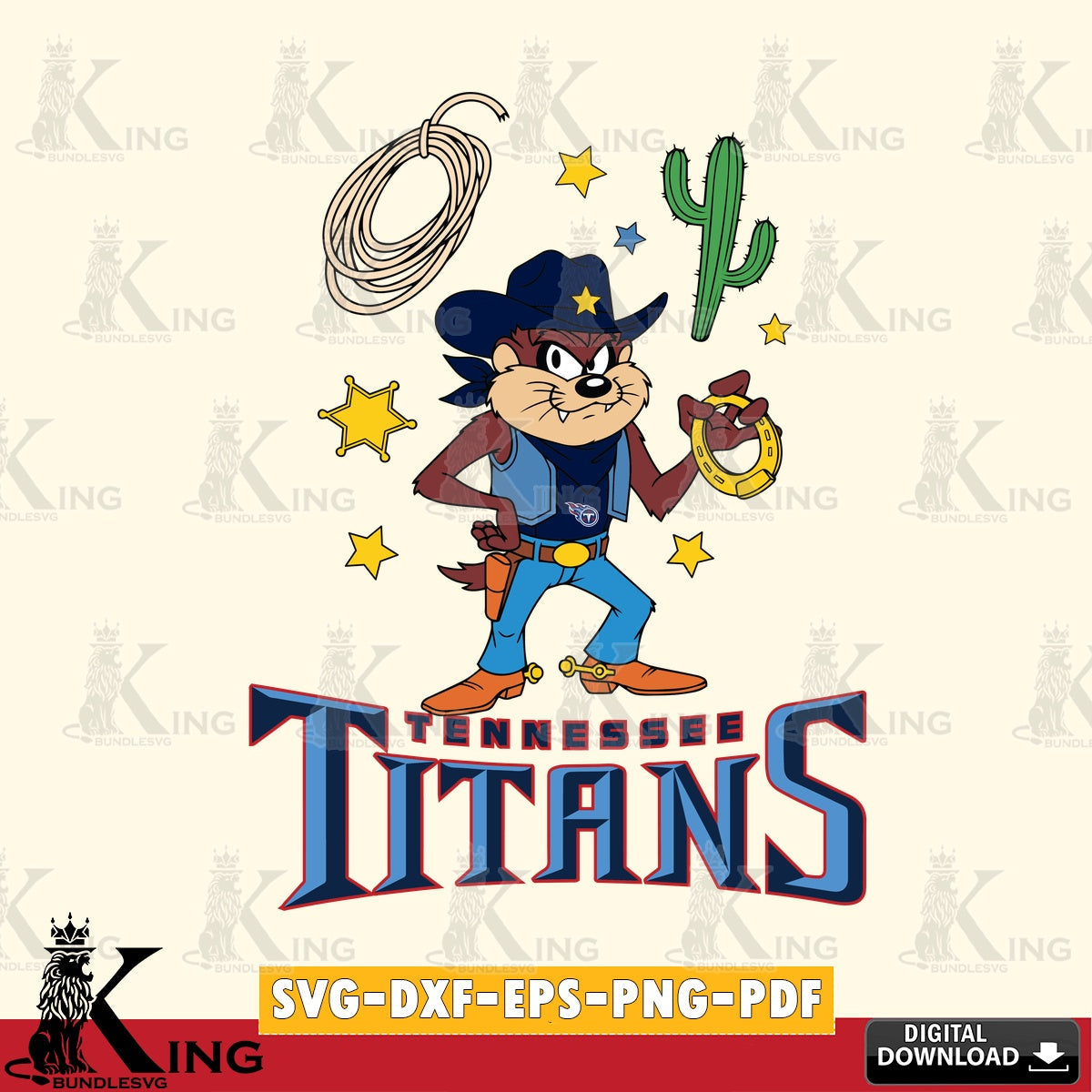 Tennessee Titans Taz Cowboy Western Cut file  , Digital Download , Instant Download, Looney Tunes svg, Football svg