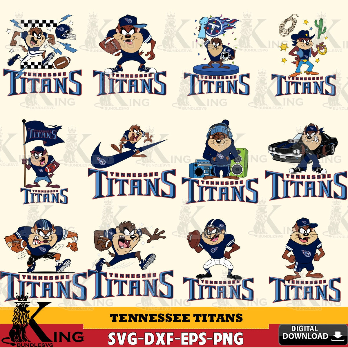 Tennessee Titans Taz (Looney Tunes) Football NFL Bundle Cut file  , Digital Download , Instant Download, Looney Tunes svg, Football svg