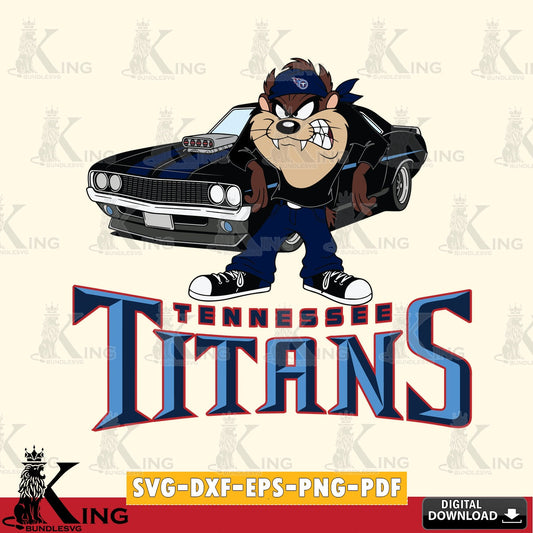 Tennessee Titans Taz Racing Car Cut file  , Digital Download , Instant Download, Looney Tunes svg, Football svg