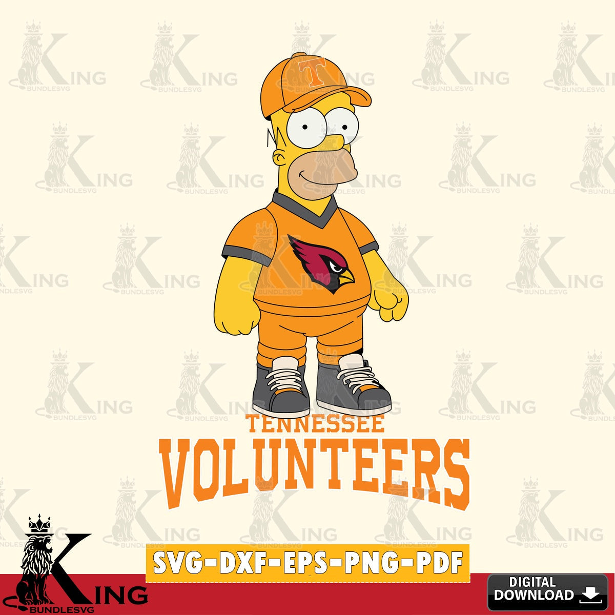 Digital clipart of Tennessee Volunteers Homer Simpson Football, digital clipart compatible with laser engraving and cutting